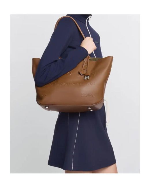 Hogan Brown Small Address Shopping Bag