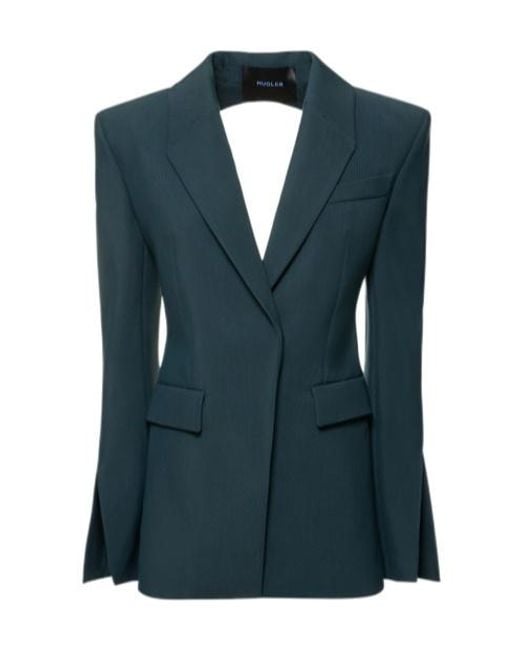Mugler Blue Backless Suit Coat