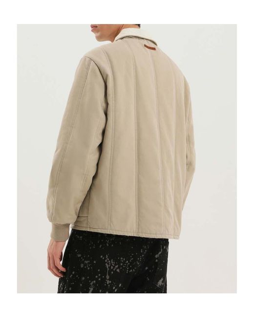 1989 STUDIO Natural Canvas Shearling Collar Quilted Jacket for men