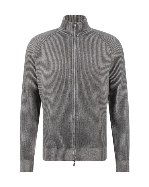 Brunello Cucinelli Gray Zip-Up Cardigan for men