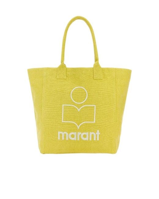Isabel Marant Yellow Yenky Logo Embroidered Tote Bag