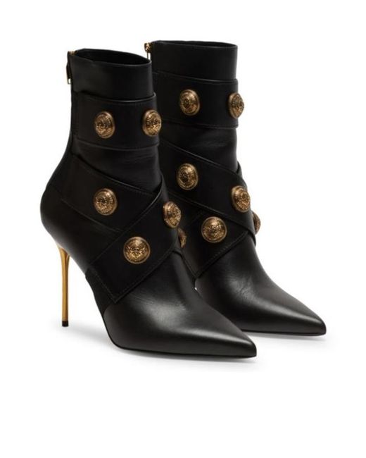 Balmain Black Alma Pointed Ankle Boots