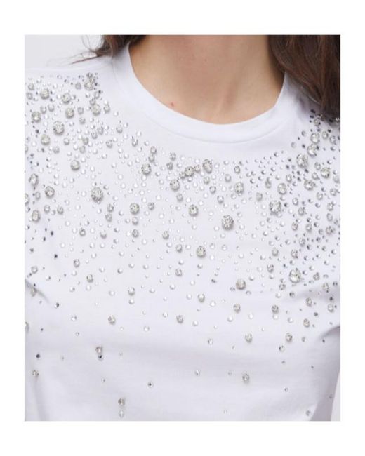 Liu Jo White Embellished Crewneck T-Shirt