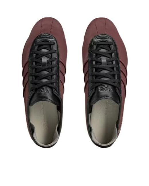 Y-3 Brown Satin-Paneled Lace-Up Trainers for men