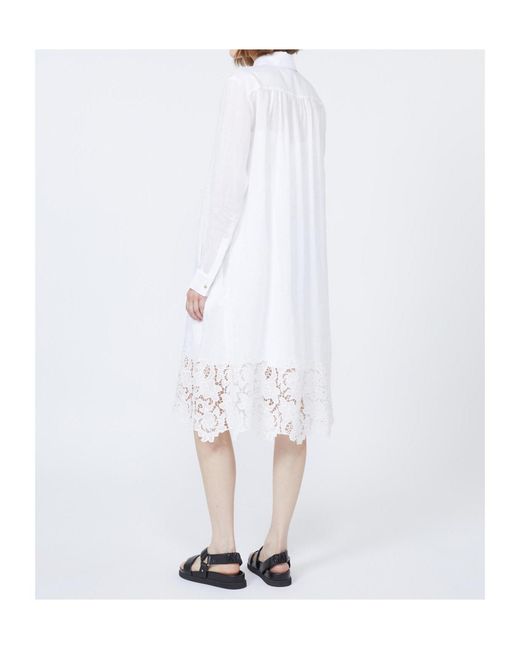 Max Mara White Studio Mela Lace Detailed Midi Shirt Dress