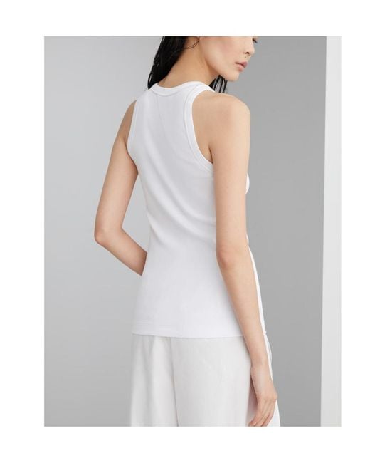 Brunello Cucinelli White Stretched Ribbed Jersey Top