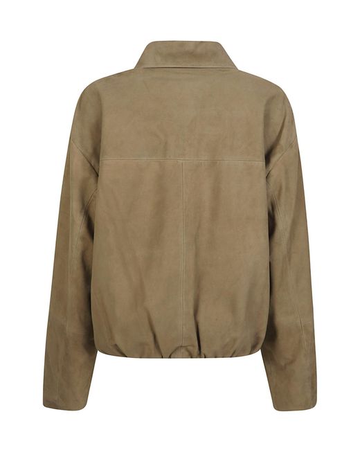 Arma Green Loua Zip-Up Leather Jacket