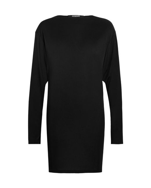 Jacquemus Black Cowl-Back Woven Mini Dress