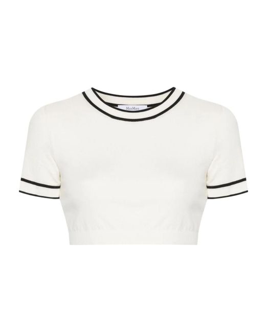 Max Mara White Uscio Crewneck Cropped Top