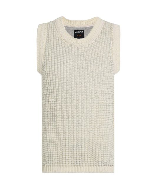 Zegna White Open-Knit Vest for men