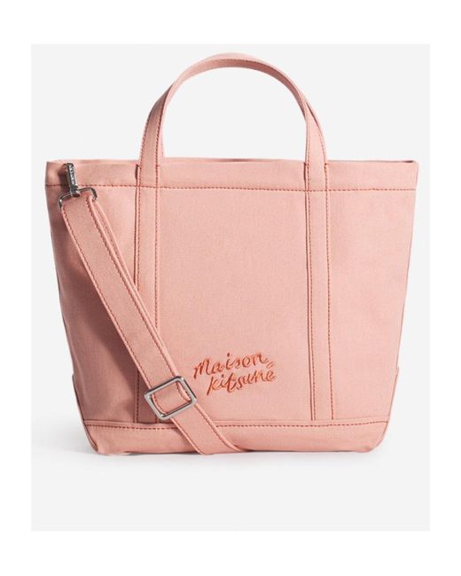 トートバッグ Fox Head Mini Shopper Bag - Maison Kitsune - Cotton - Pink FOX HEAD MINI TOTE | Maison Kitsuné