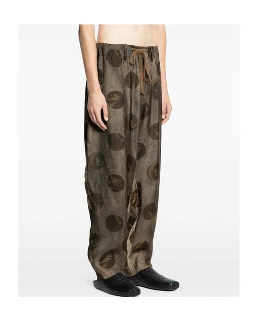 Uma Wang Green Drawstring Casual Pants for men