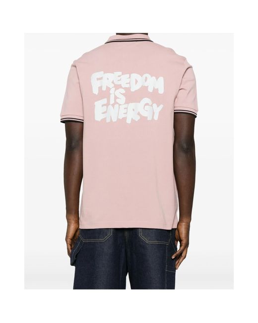 Comme des Garçons Pink X Fred Perry Logo-Embroidered Polo Shirt for men