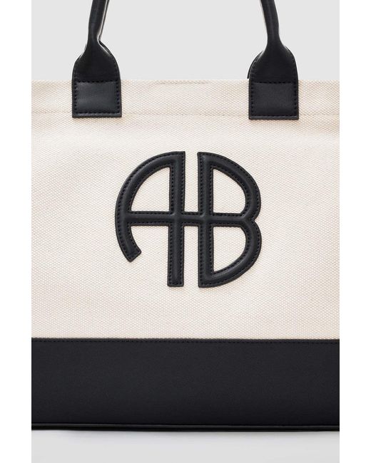 Anine Bing White Lara Logo Tote Bag