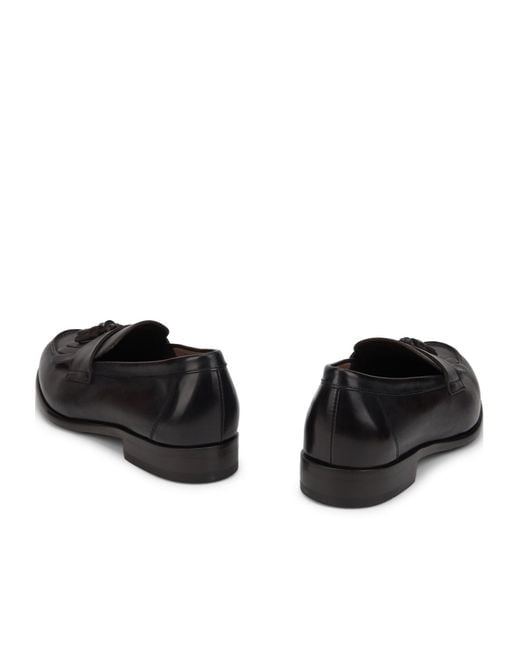 Doucal's Black Triumph Tassel Moccasins for men