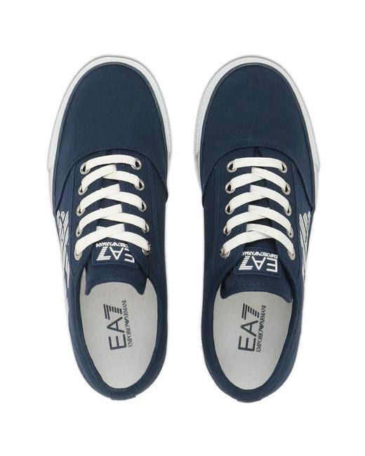 EA7 Blue Logo Strapped Casual Sneakers for men