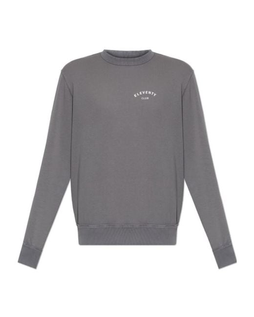 Eleventy Gray Logo Crew-Neck Sweatshirt for men