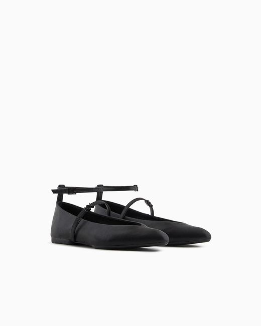 ARMANI EXCHANGE Black Pointed-Toe Ballerina Shoes