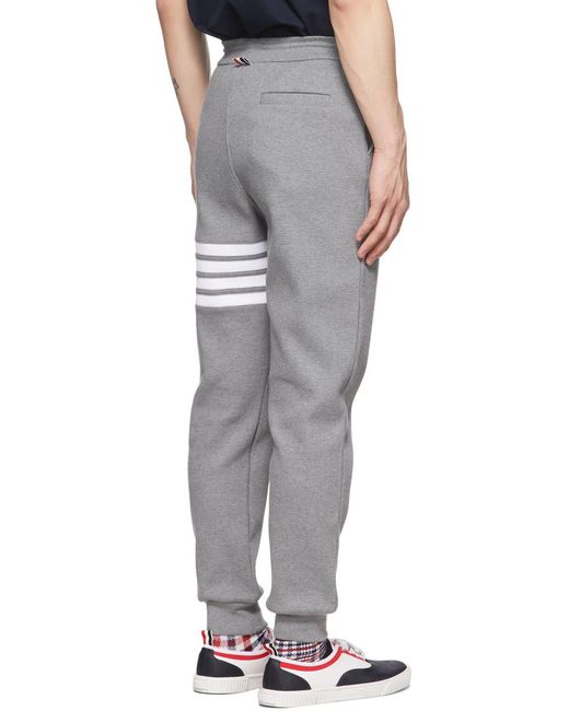 Thom Browne Gray 4-Bar Drawstring Jogger Pants for men