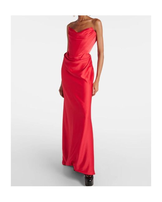 Vivienne Westwood Red Off-Shoulder Satin Gown