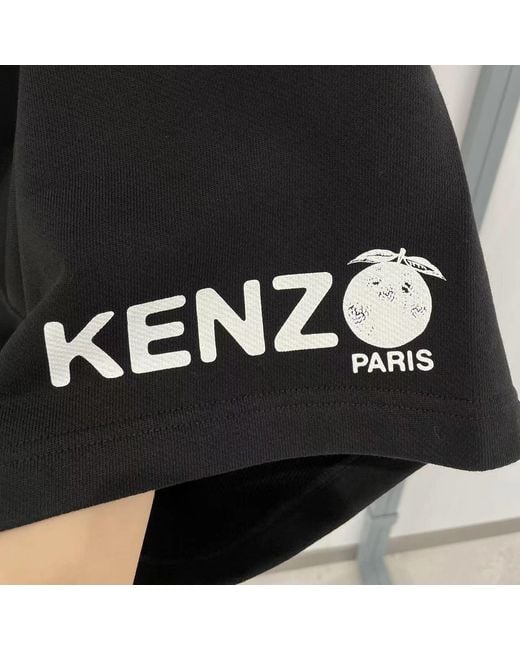 KENZO Black Logo Logo Shorts for men