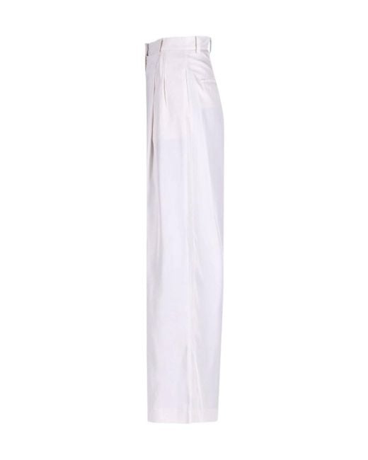 Frankie Shop White Marfa Fluid Twill Pleated Pants