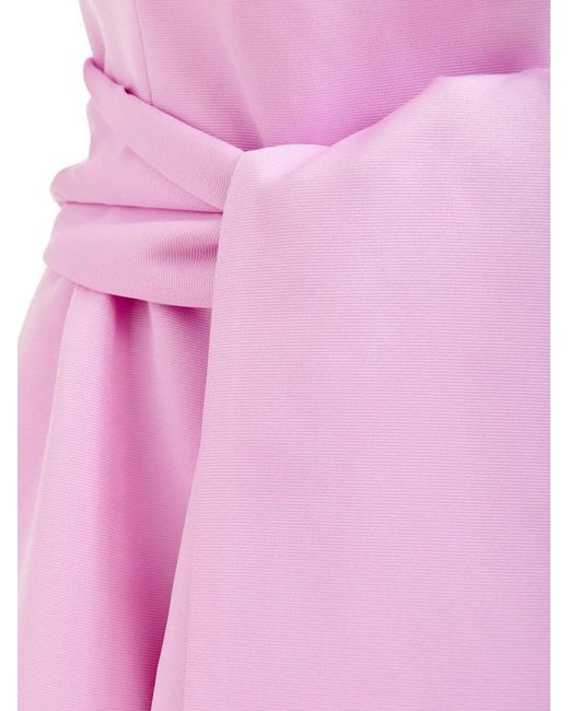 Essentiel Antwerp Pink Strapless Midi Dress With Wrap-Belt