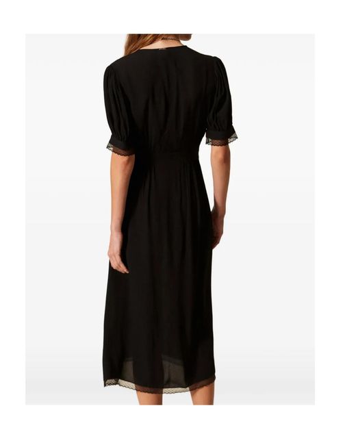 Twinset Black Long Crêpe Dress