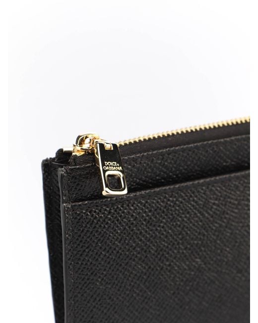 Dolce & Gabbana Black Logo Plaque Zipped Cardholder
