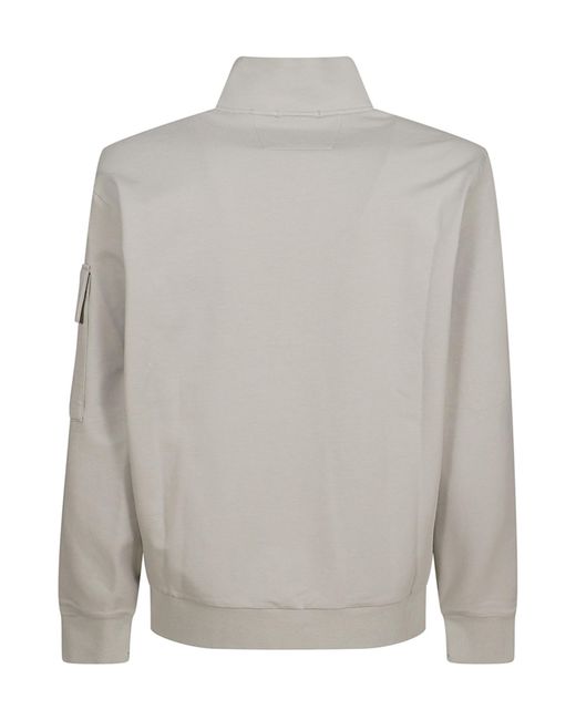 C P Company Gray Half Zip High Neck Sweatshirt for men