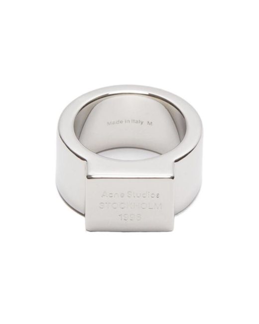 Acne Studios Logo Engraving Seal Ring in White | Lyst
