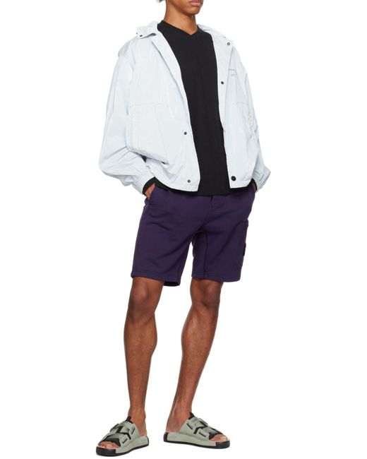 Stone Island Blue Marina Logo-Print Hooded Jacket for men