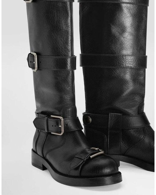 Dolce & Gabbana Black Buckle Detailed Boots