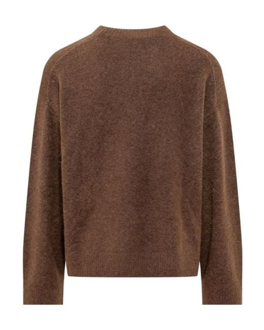 Represent Brown Logo-Embroidered Brushed-Finish Sweater for men