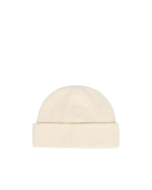 Stone Island Natural Logo-Patch Ribbed-Knit Beanie Hat for men