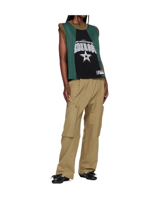 ANDERSSON BELL Green Layered Rolled-Up Basketball Jersey T-Shirt