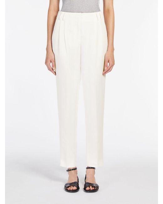 Max Mara White Canvas Carrot-Fit Trousers