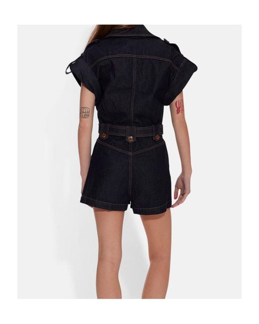 Zimmermann Black Crush Denim Playsuit