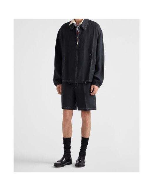 Prada Blue Cotton Blouson Jacket for men