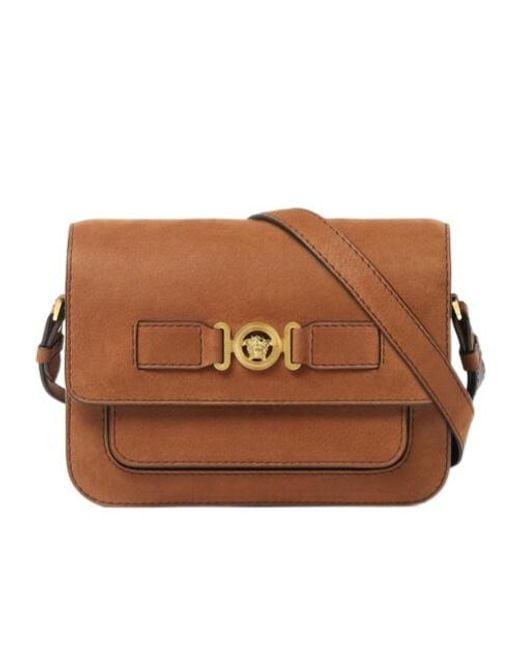 Versace Brown Medusa Biggie Messenger Bag for men