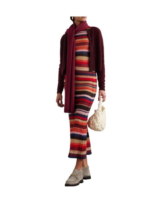 The Elder Statesman Red Solid-Color Cashmere Cardigan