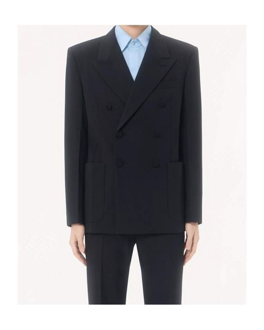 Valentino Blue Double-Breasted Long-Sleeved Jacket for men