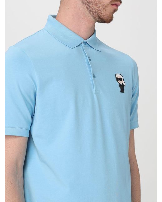 Karl Lagerfeld Blue Short-Sleeved Polo Shirt for men
