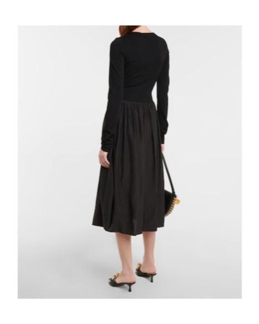 Stella McCartney Black Cutout Silk-Trimmed Midi Dress