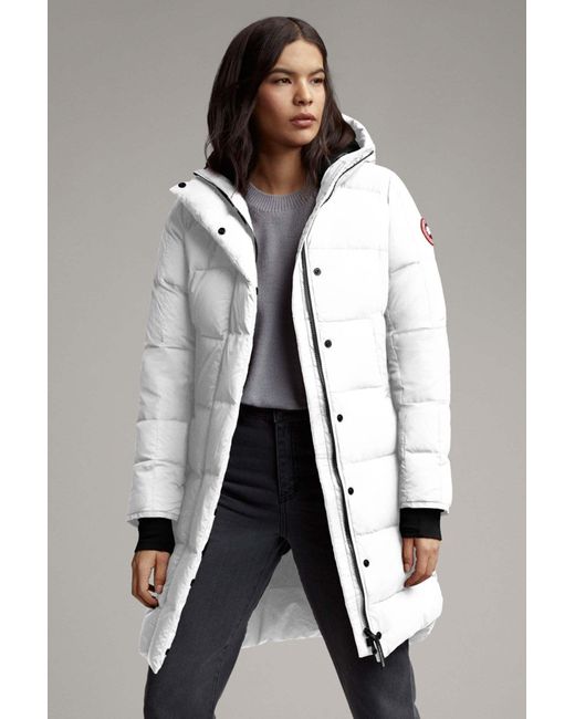 Canada Goose White Alliston Logo-Patch Padded Coat