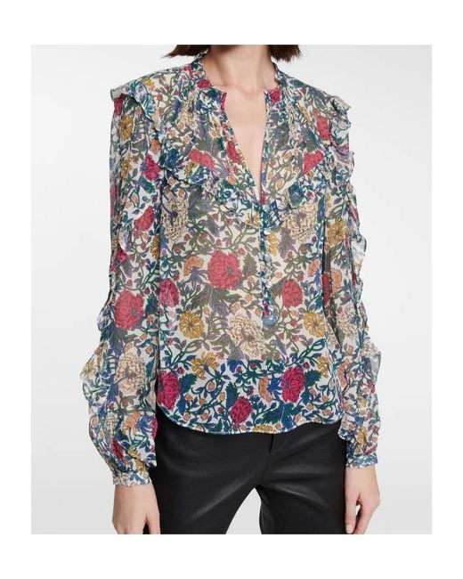 Veronica Beard Multicolor Abuela Floral Print Blouse