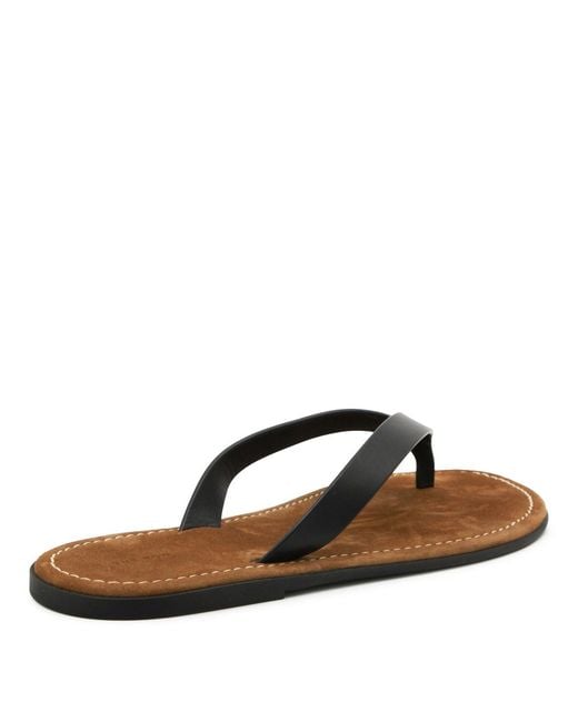 The Row Brown Leather Thong-Strap Flat Sandals