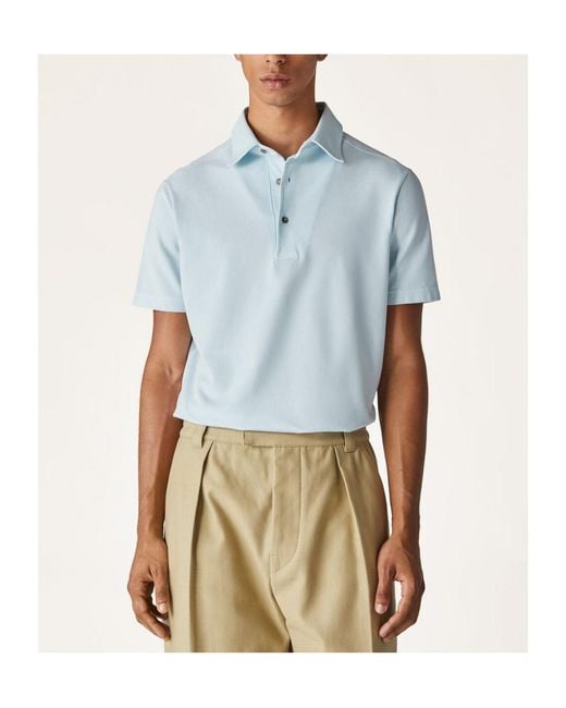 Loro Piana Blue Short-Sleeved Polo Shirt for men
