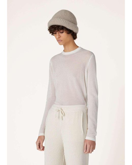 Loro Piana Natural Round Collar Long Sleeve Sweater