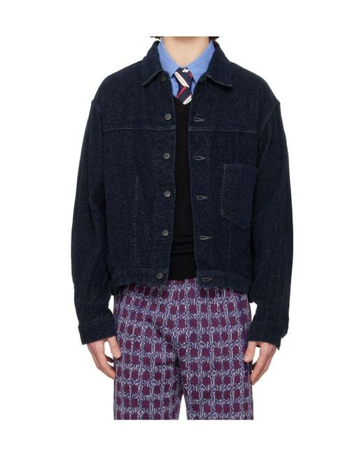 Needles Blue Darts Bottom Collared Casual Jacket for men